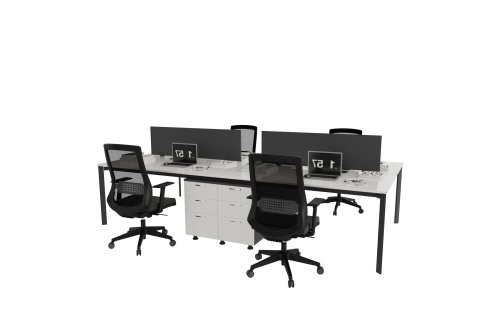 Corner Etajerli Dörtlü Workstation