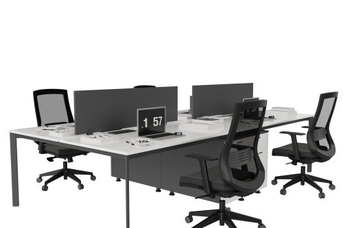 Corner Etajerli Dörtlü Workstation 