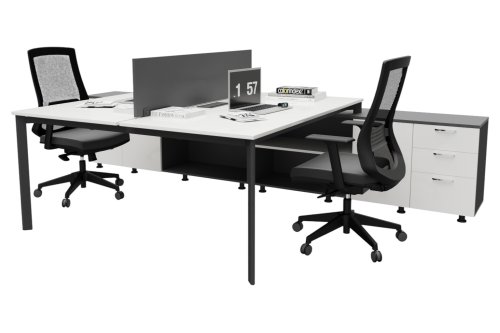 Corner 160cm Etajerli İkili Workstation 