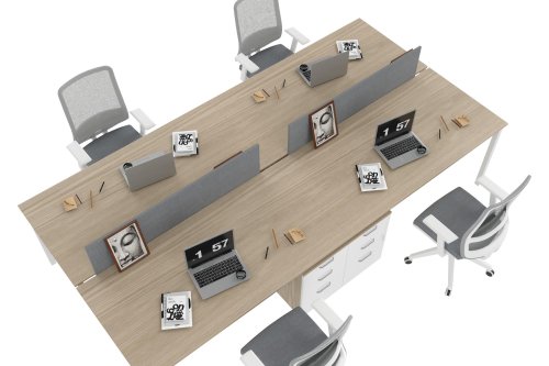 Ear Dörtlü Etajerli Workstation 