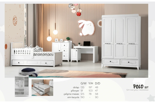 Aymini Polo Karyolalı Set 