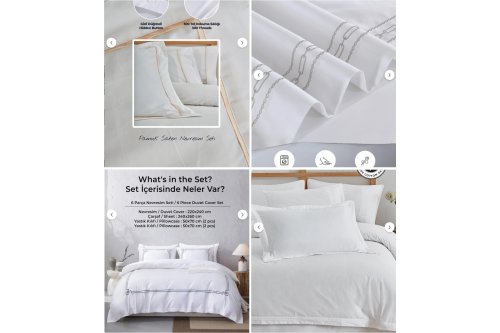 Evien Home Nakışlı Pamuk Saten Nevresim Takımı