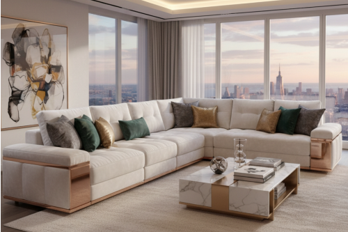 Luna Krem Köşe Koltuk  | Masko Mobilya Kenti