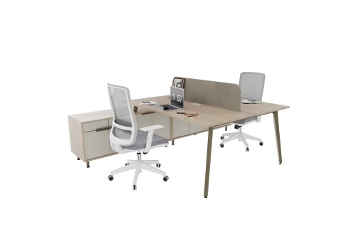 West Etajerli İkili Workstation