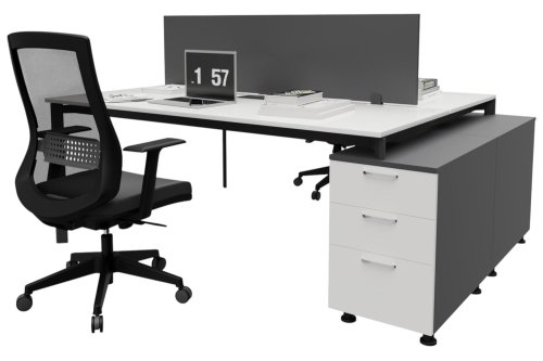Coman İkili Workstation 140cm Etajerli 