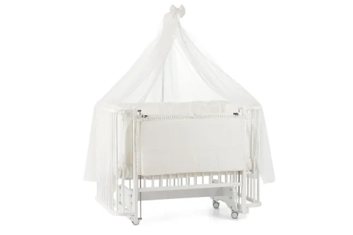 Bambino Anne Yanı Ahşap Sallanır Beşik 70x110 cm (beyaz-ekru) | Masko Mobilya Kenti