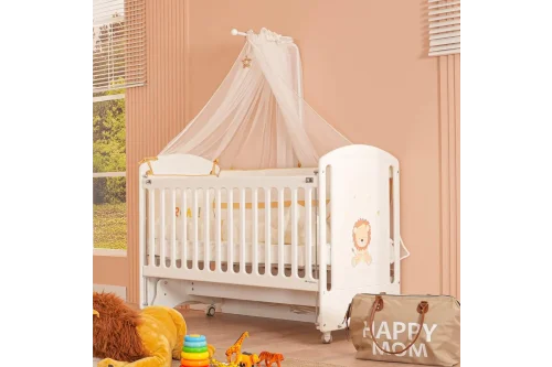 Sweet Lion Anne Yanı Ahşap Sallanır Beşik 60x120 cm | Masko Mobilya Kenti