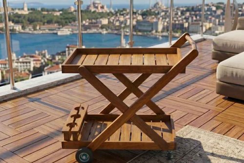 Teak Servis Arabası 