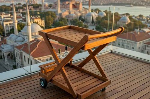 Teak Servis Arabası 