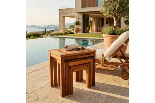 Teak Üçlü Zigon | Masko Mobilya Kenti
