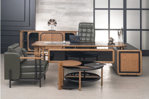 Palencia Tasarım Ayaklı Etajerli Makam Takımı